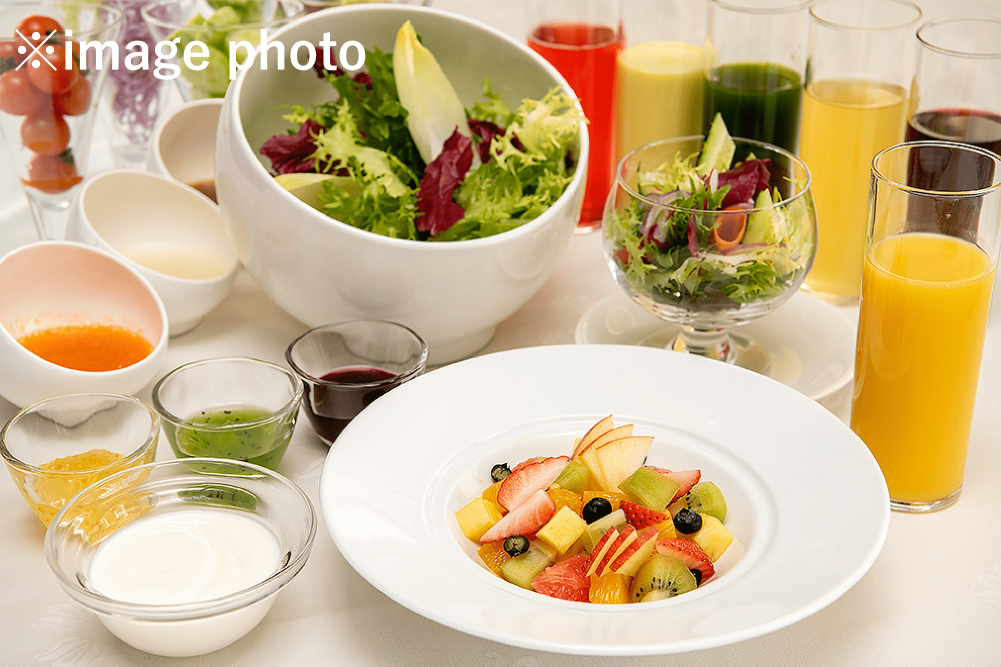 新鮮な野菜、果物、オリジナルドリンクコーナー写真
